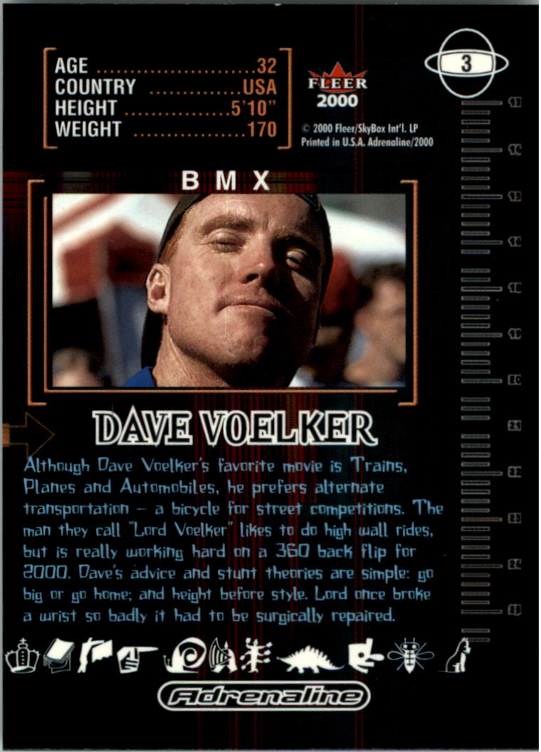 2000 Fleer Adrenaline #3 Dave Voelker back image