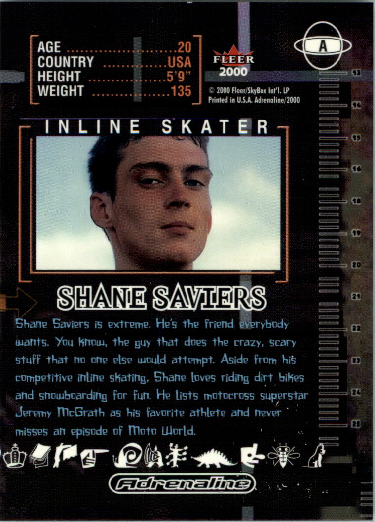2000 Fleer Adrenaline Autographs #57 Shane Saviers back image