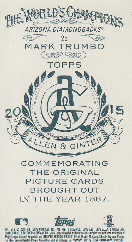 2015 Topps Allen and Ginter Mini A and G Back #25 Mark Trumbo back image