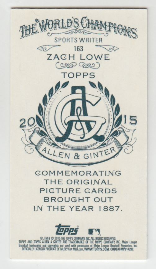 2015 Topps Allen and Ginter Mini A and G Back #163 Zach Lowe back image