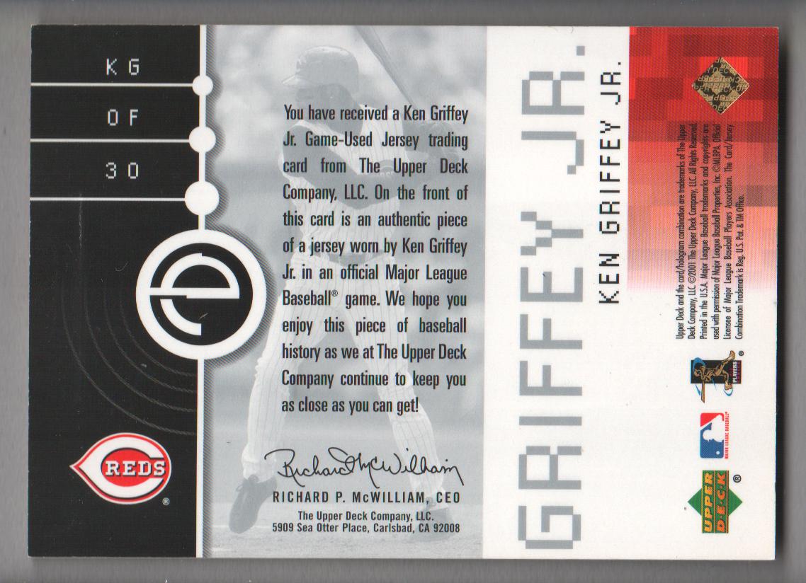 2001 Upper Deck eVolve Game Jersey #EJKG Ken Griffey Jr. S1/200 back image