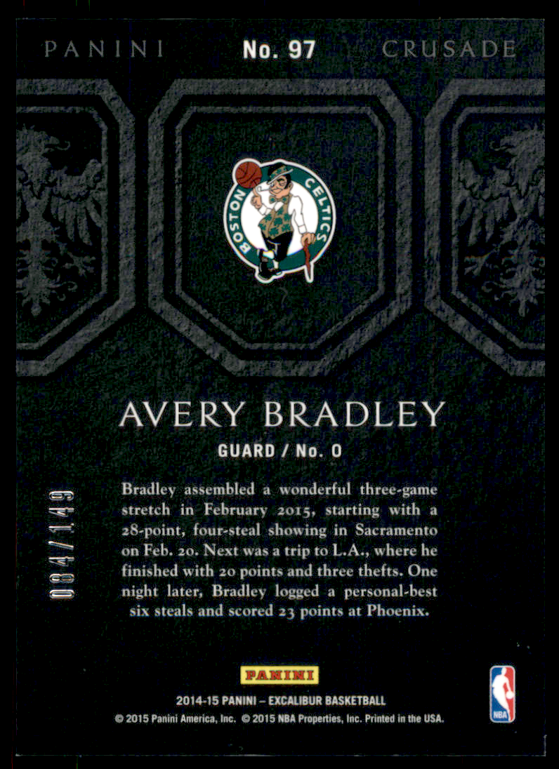 2014-15 Panini Excalibur Crusade Blue #97 Avery Bradley back image