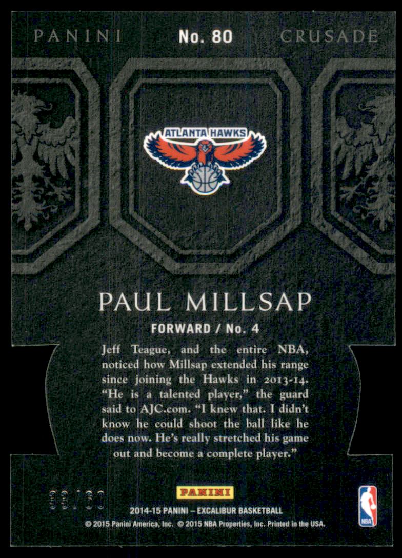 2014-15 Panini Excalibur Crusade Orange Die-Cuts #80 Paul Millsap back image