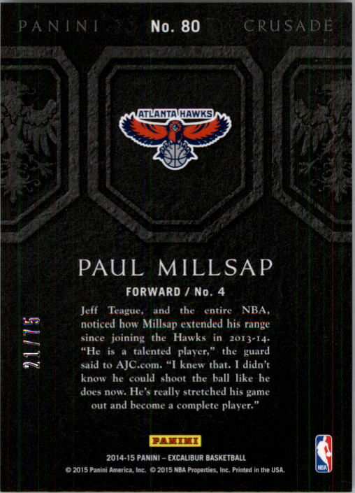 2014-15 Panini Excalibur Crusade Purple #80 Paul Millsap
