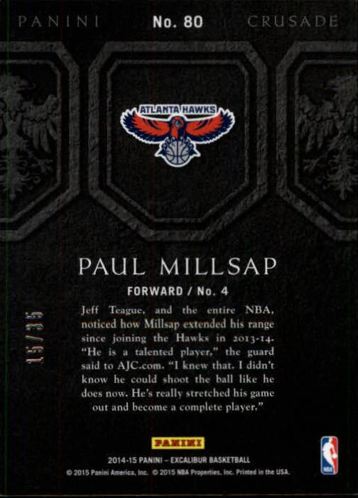2014-15 Panini Excalibur Crusade Teal #80 Paul Millsap