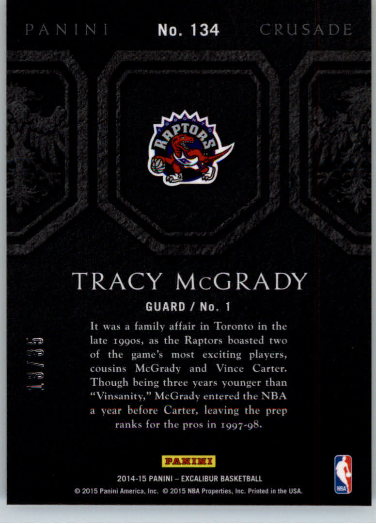 2014-15 Panini Excalibur Crusade Teal #134 Tracy McGrady back image