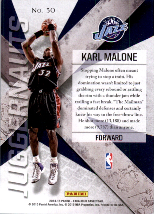 2014-15 Panini Excalibur Juggernauts Silver #30 Karl Malone