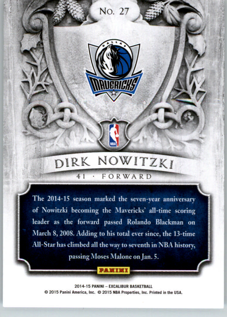 2014-15 Panini Excalibur Nobility Blue #27 Dirk Nowitzki back image