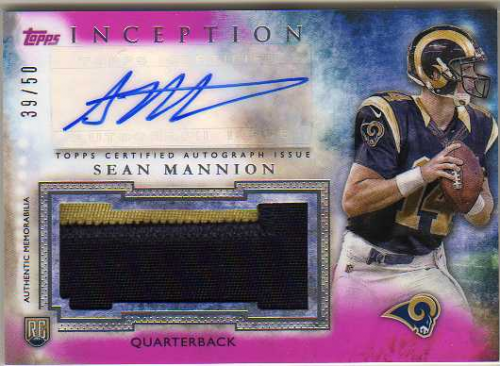 2015 Topps Inception Rookie Jumbo Patch Autographs Magenta #AJPSM Sean Mannion
