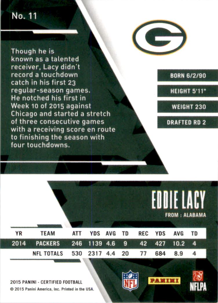 2015 Certified Mirror Red #11 Eddie Lacy back image