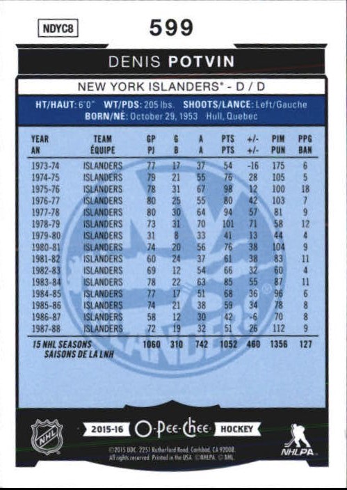 2015-16 O-Pee-Chee Rainbow #599 Denis Potvin