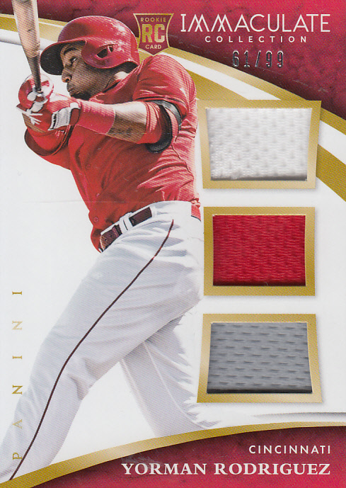 2015 Immaculate Collection Immaculate Trios Memorabilia #11 Yorman Rodriguez