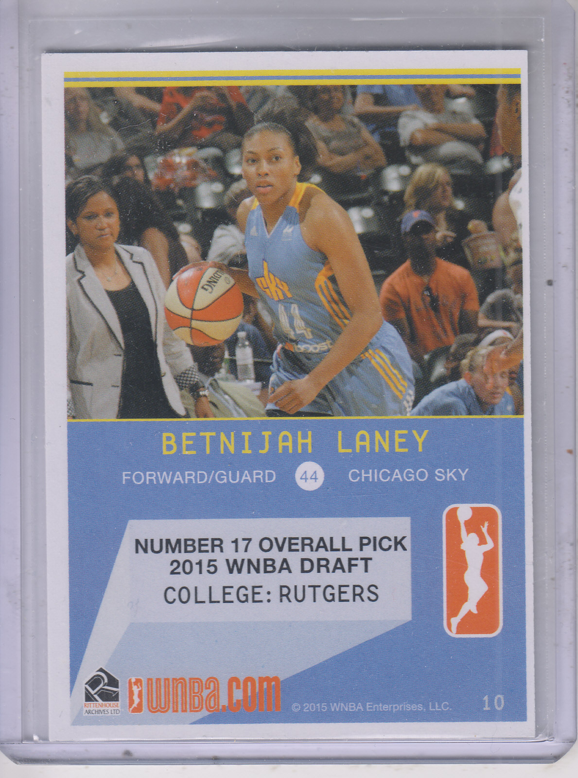 2015 WNBA #10 Betnijah Laney RC back image