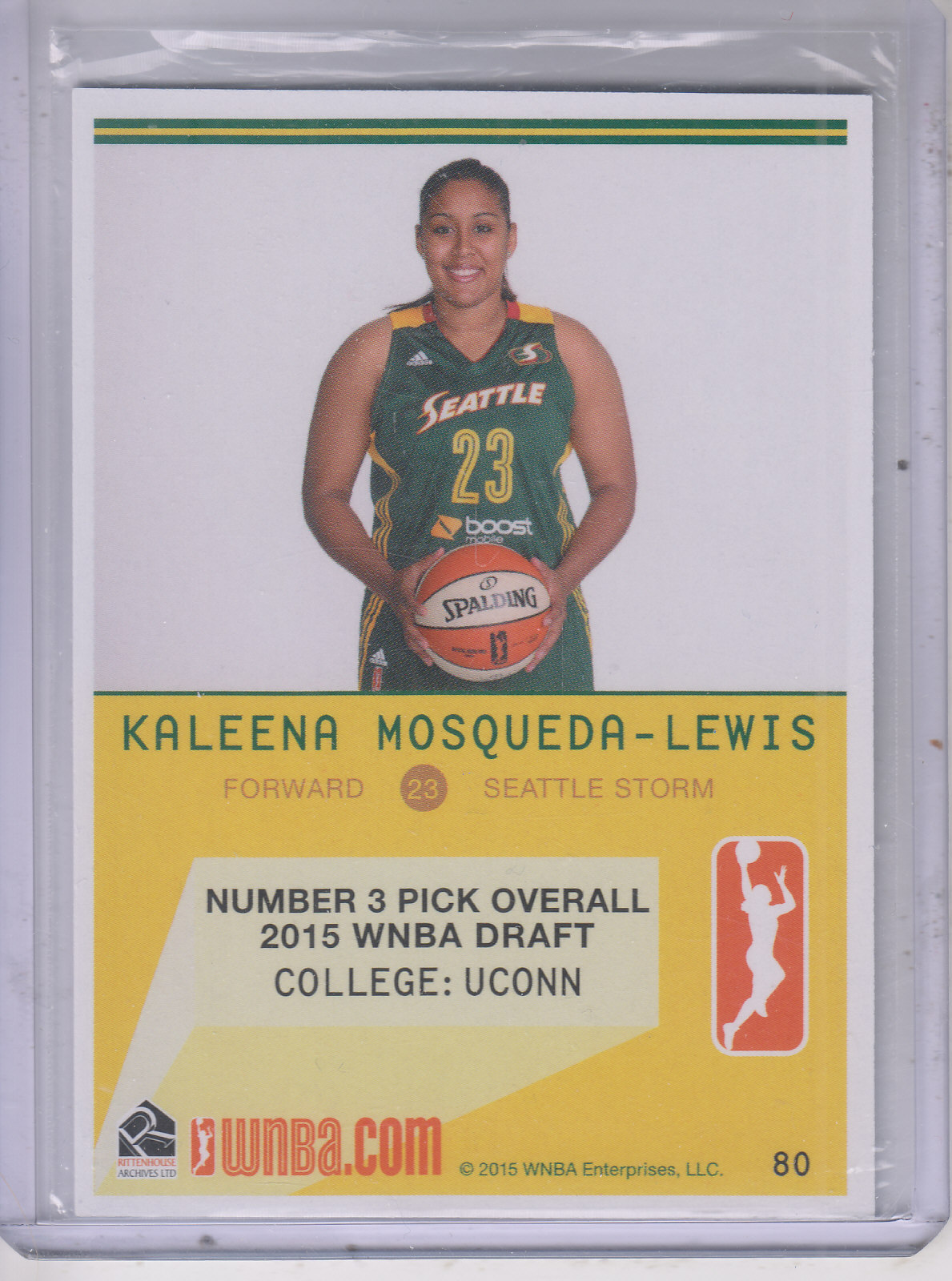2015 WNBA #80 Kaleena Mosqueda-Lewis RC back image