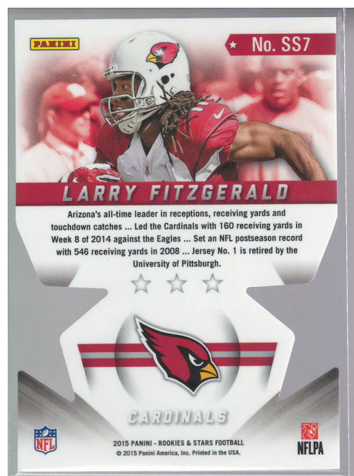 2015 Rookies and Stars Star Studded Die Cuts Red #7 Larry Fitzgerald back image