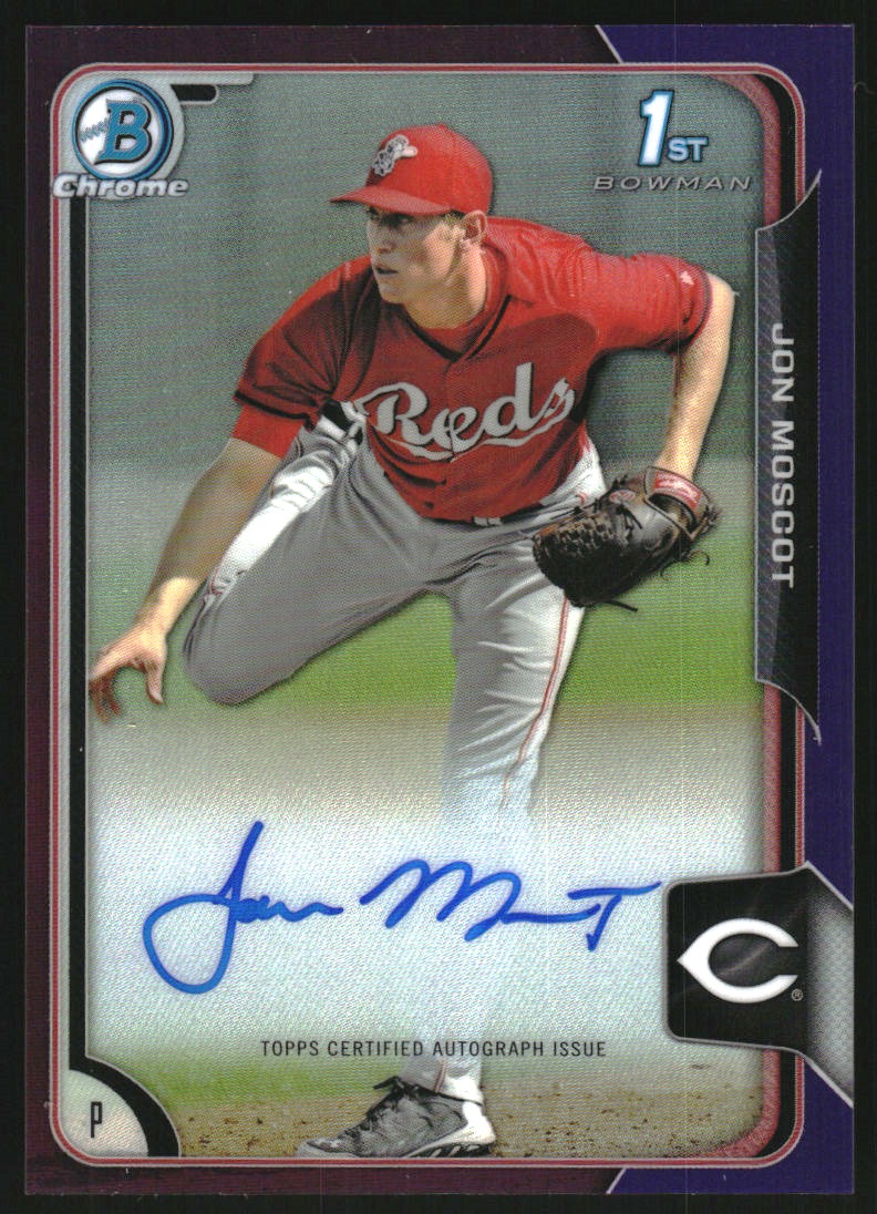 2015 Bowman Chrome Prospect Autographs Purple Refractors #BCAPJMO Jon Moscot