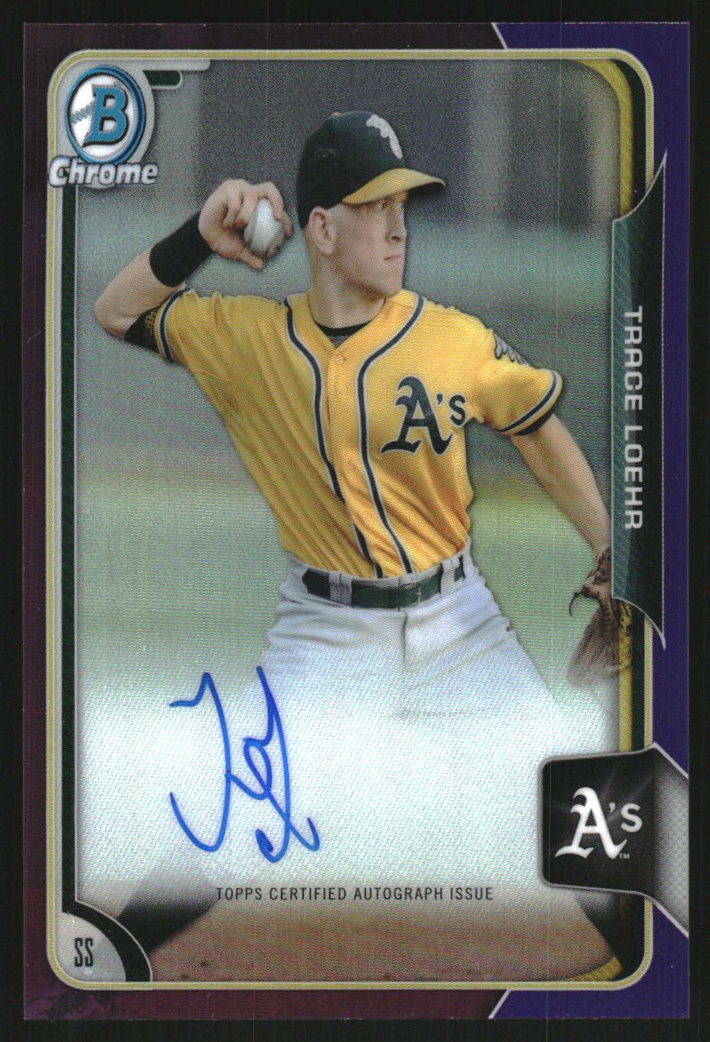 2015 Bowman Chrome Prospect Autographs Purple Refractors #BCAPTL Trace Loehr
