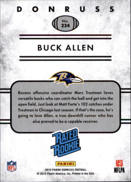 2015 Donruss Stat Line Career #234 Buck Allen RR/417 back image