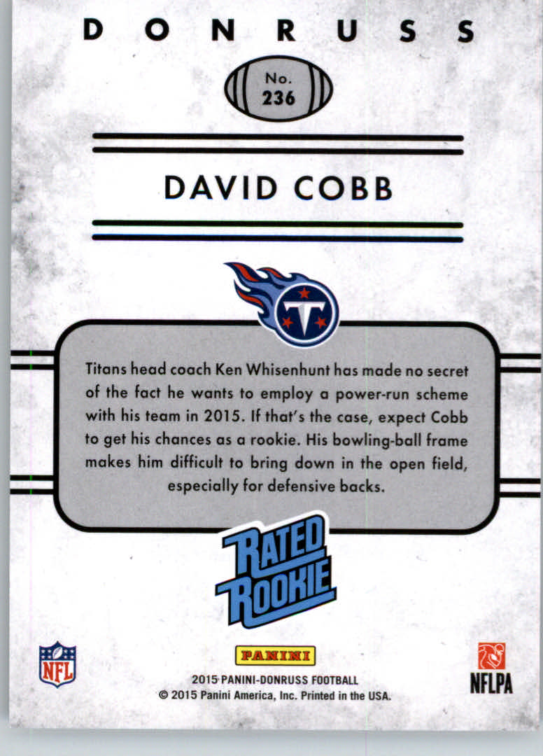 2015 Donruss Press Proofs Blue #236 David Cobb RR back image