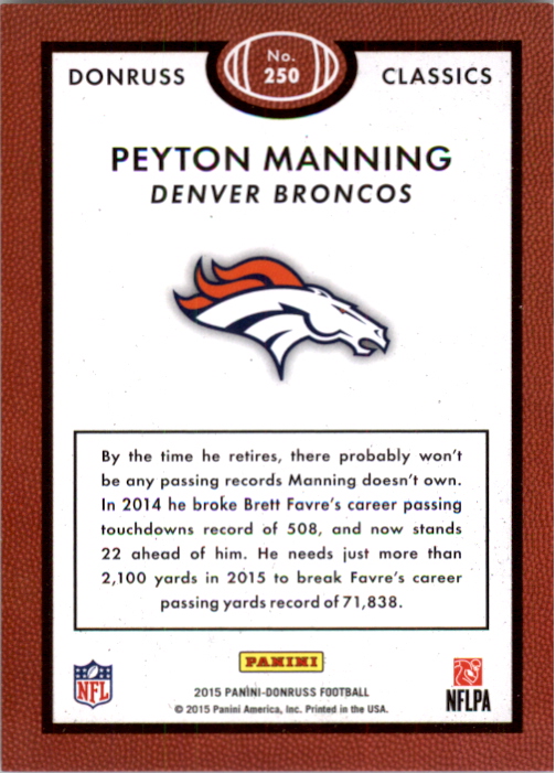2015 Donruss Stat Line Season #250 Peyton Manning CLS/295 back image