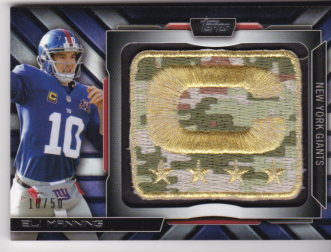2015 Topps NFL Captains Patches Camo #CPEM Eli Manning