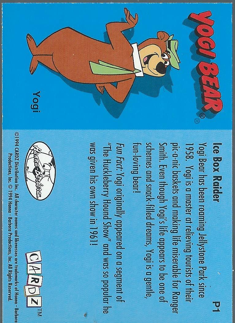 1994 Cardz Hanna-Barbera Classics #P1 Yogi Bear - Ice Box Raider PROMO back image