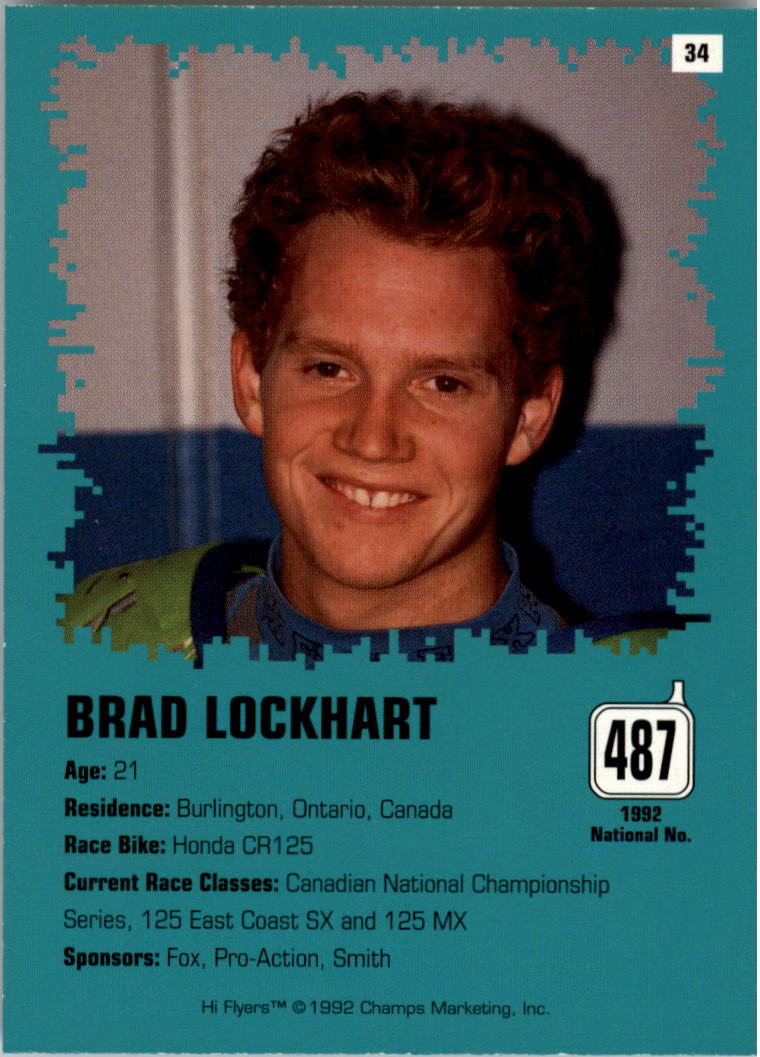 1992 Champ's Hi Flyers Motocross #34 Brad Lockhart back image