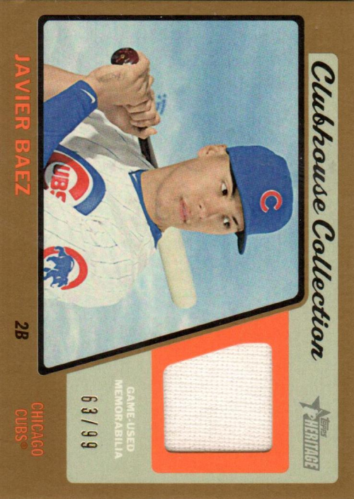 2015 Topps Heritage Clubhouse Collection Relics Gold #CCRJB Javier Baez HN
