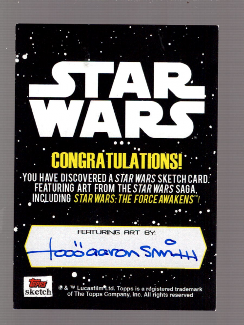 2015 Topps Star Wars Journey to The Force Awakens Sketches #NNO Todd Aaron Smith back image