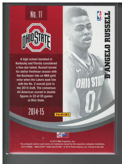 2015 Panini Ohio State #11 D'Angelo Russell back image