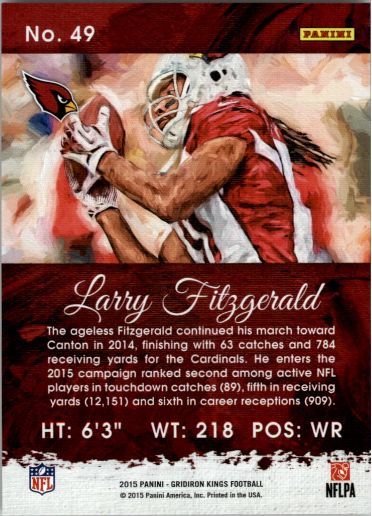 2015 Gridiron Kings Framed Red #49 Larry Fitzgerald back image