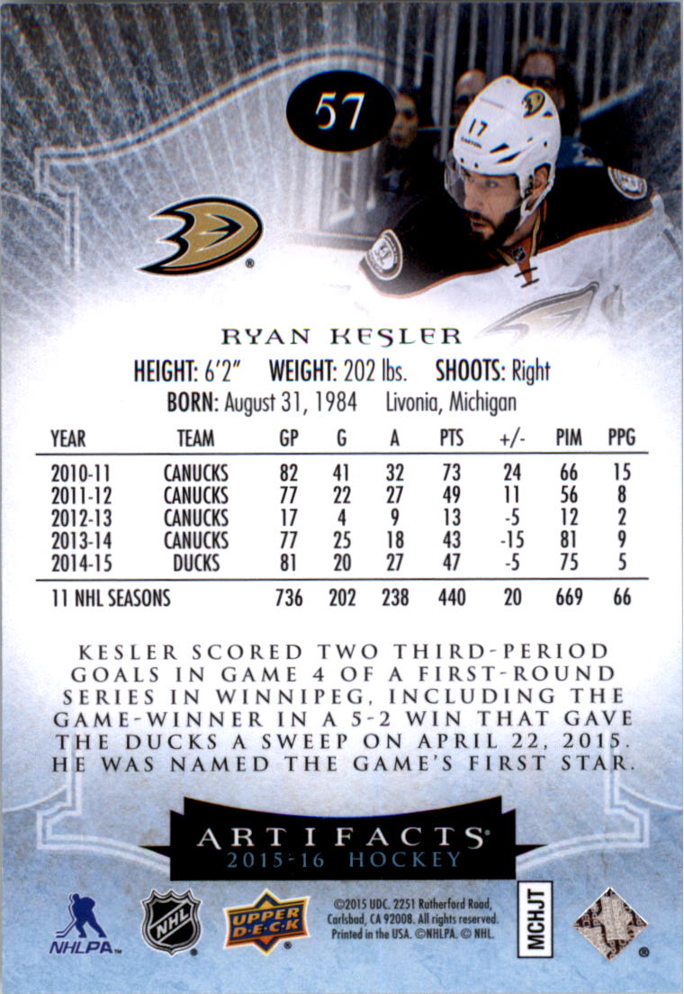 2015-16 Artifacts Hockey Card Pick (Base)