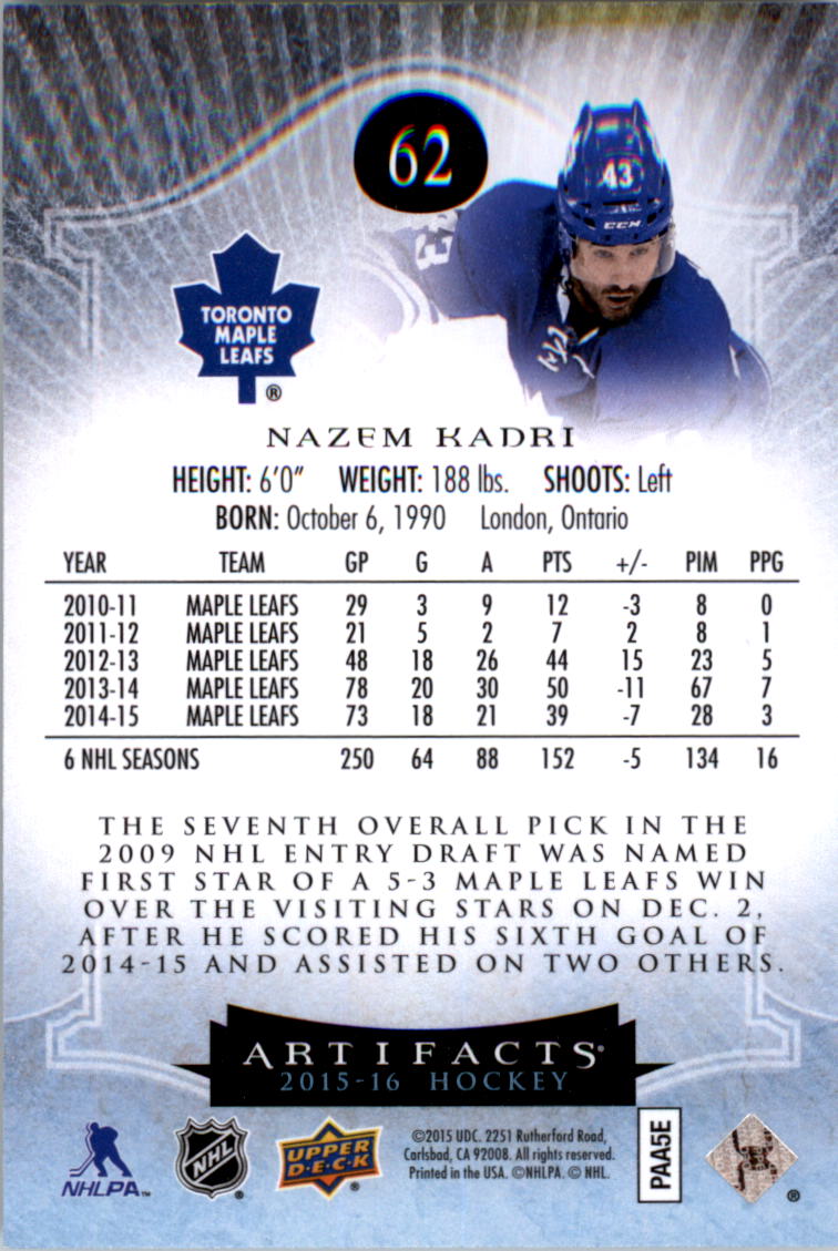 2015-16 Artifacts Hockey Card Pick (Base)