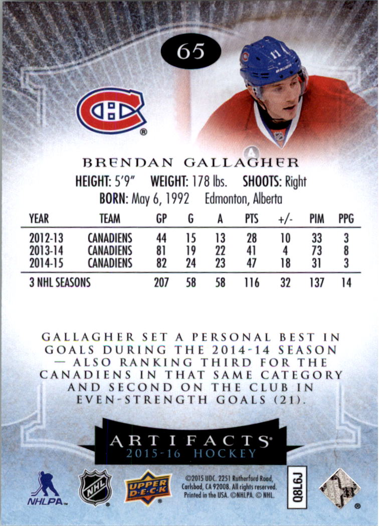 2015-16 Artifacts Hockey Card Pick (Base)