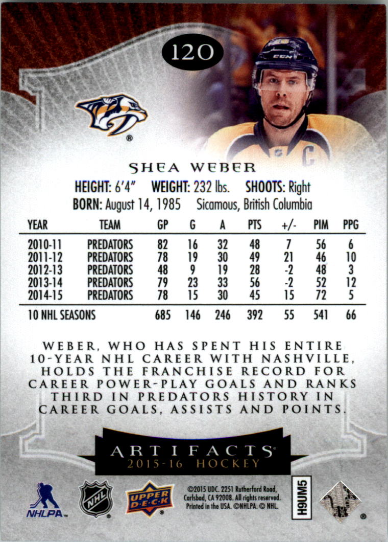 2015-16 Artifacts Hockey Card Pick (Base)