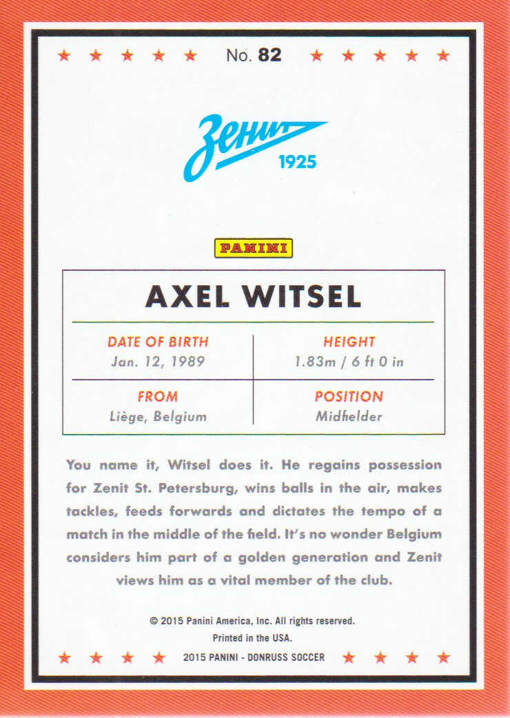 2015 Donruss #82 Axel Witsel back image