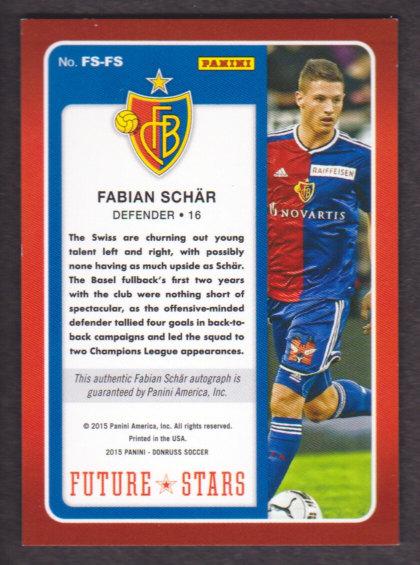 2015 Donruss Future Stars Signatures #4 Fabian Schar back image