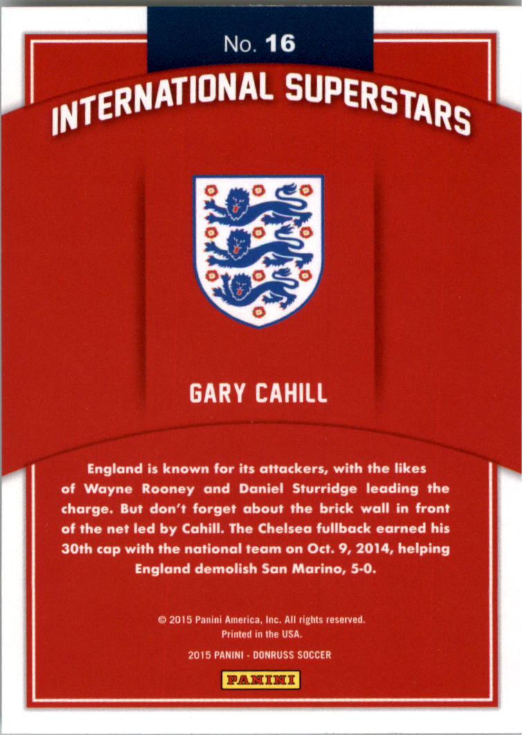 2015 Donruss International Superstars #16 Gary Cahill back image