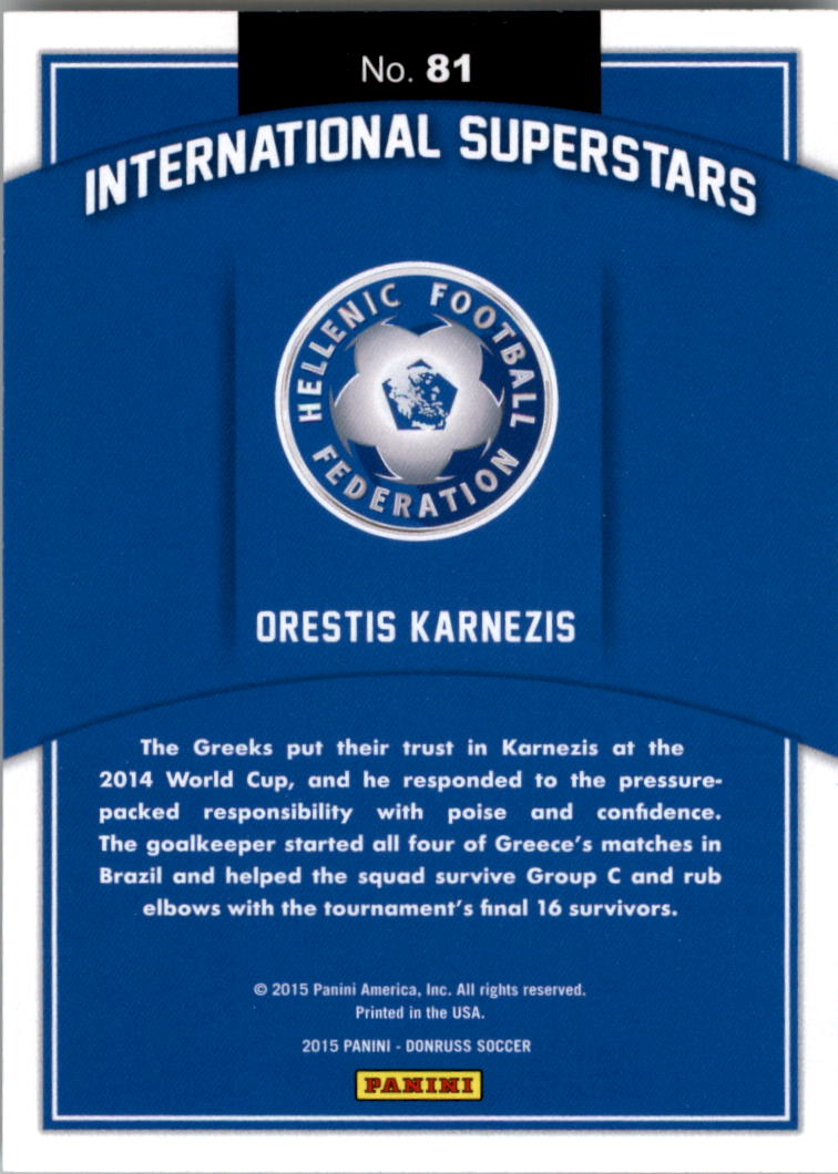 2015 Donruss International Superstars #81 Orestis Karnezis back image