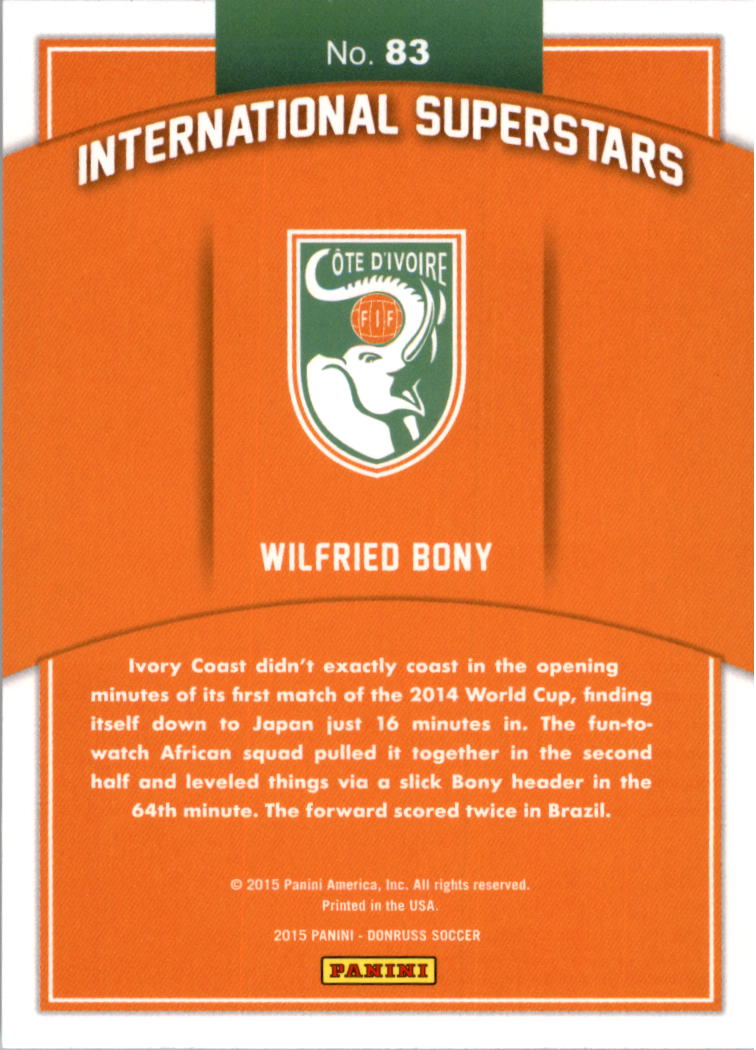 2015 Donruss International Superstars #83 Wilfried Bony back image