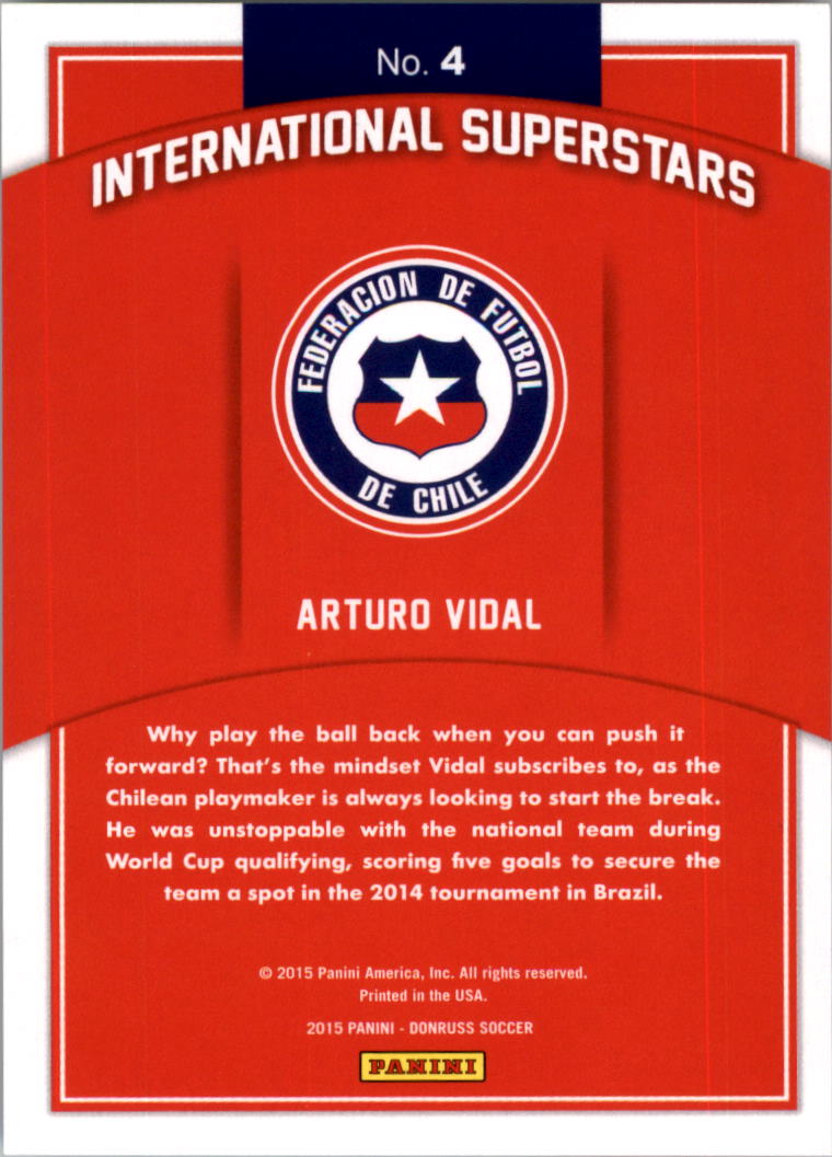 2015 Donruss International Superstars Press Proof Gold #4 Arturo Vidal back image