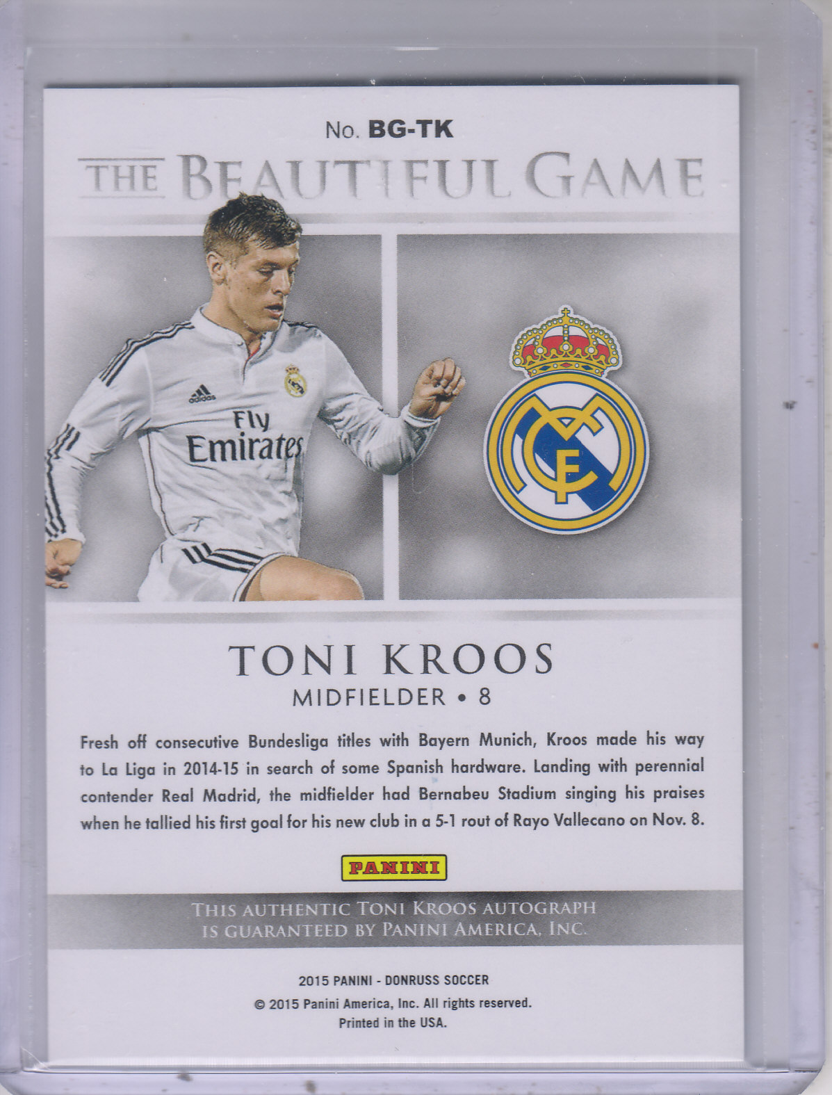 2015 Donruss The Beautiful Game Signatures #14 Toni Kroos - NM-MT 