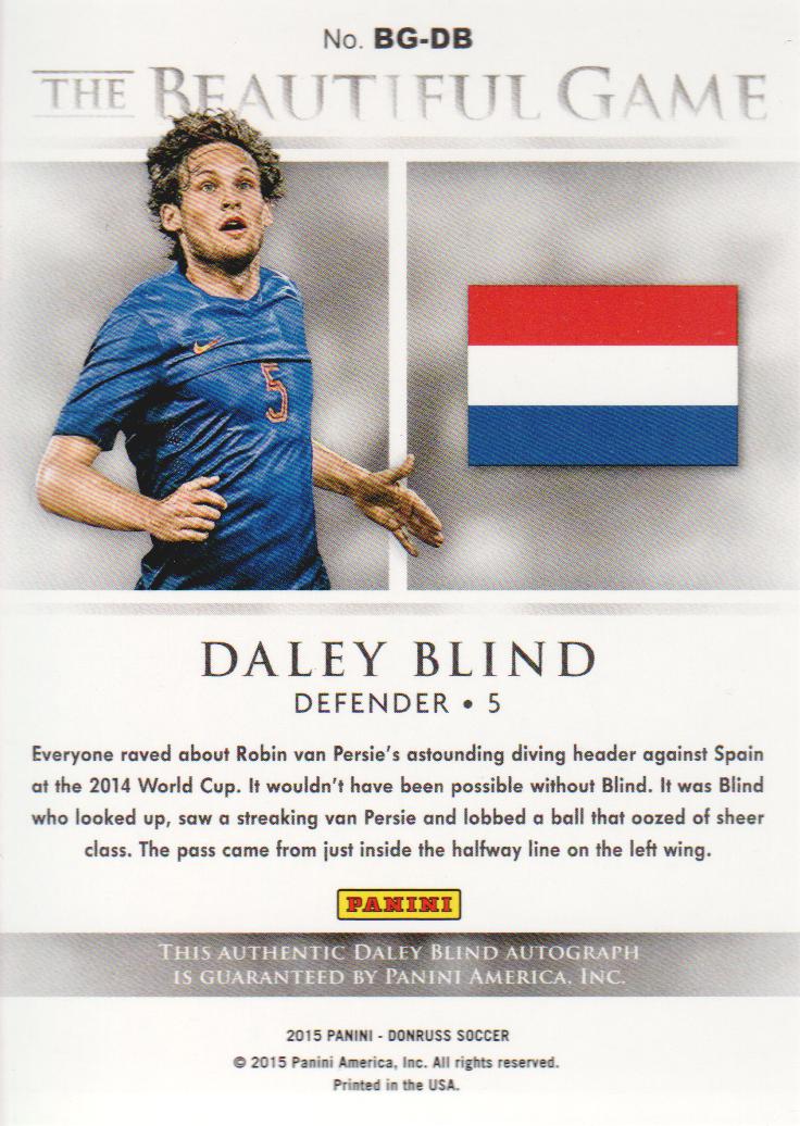 2015 Donruss The Beautiful Game Signatures #40 Daley Blind back image