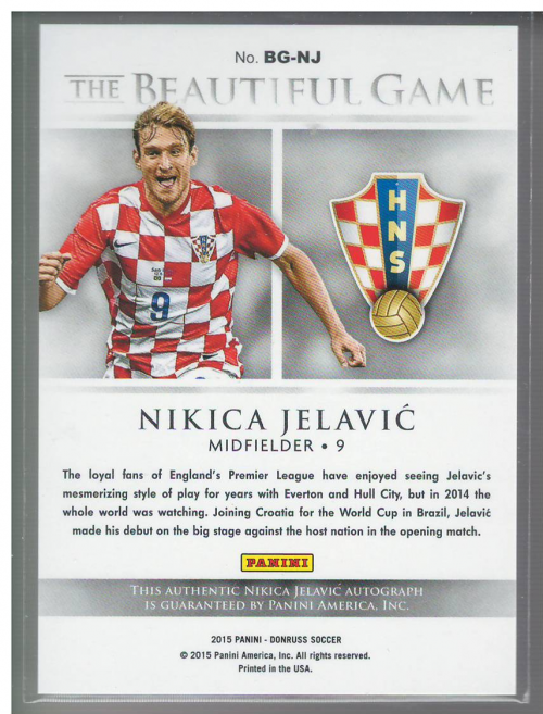 2015 Donruss The Beautiful Game Signatures #54 Nikica Jelavic back image