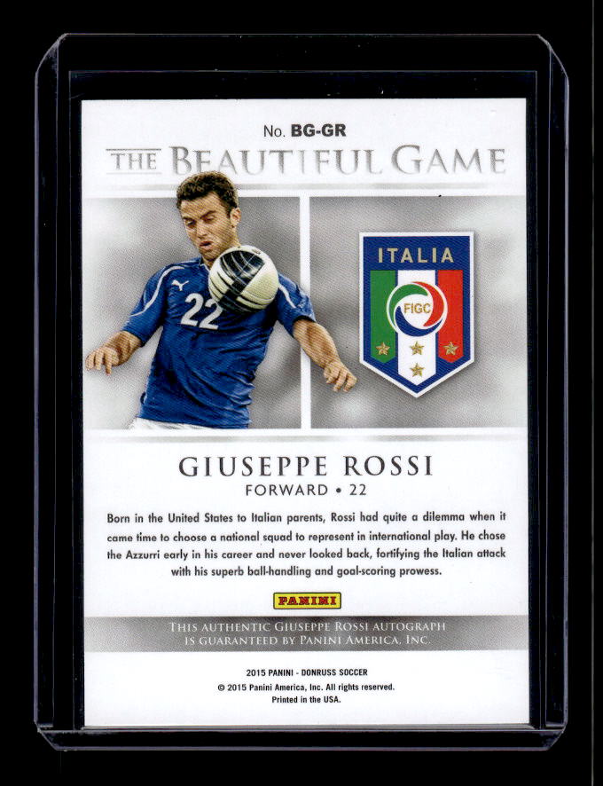 2015 Donruss The Beautiful Game Signatures Silver #57 Giuseppe Rossi/199 back image