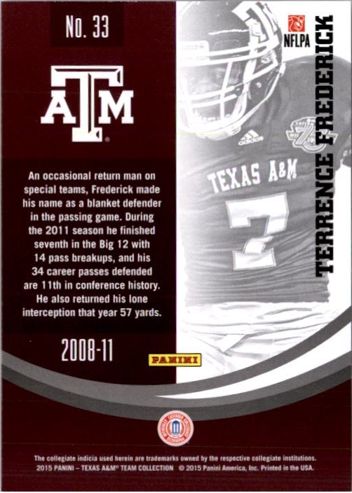 2015 Panini Texas A&M #33 Terrence Frederick