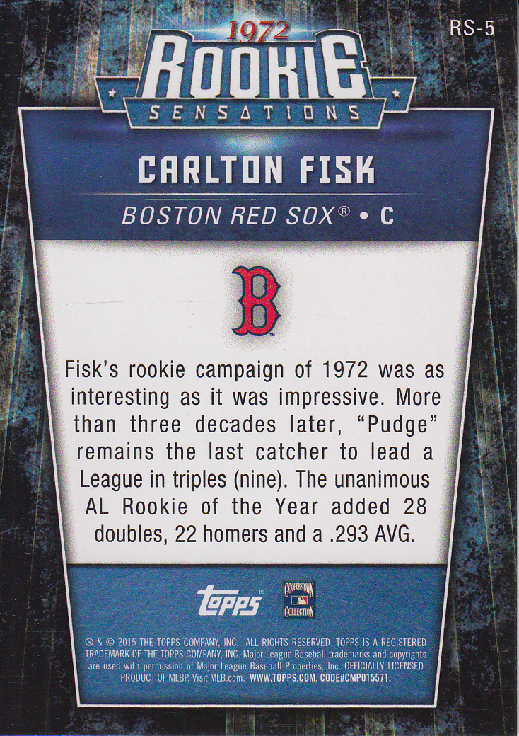 2015 Topps Update Rookie Sensations #RS5 Carlton Fisk
