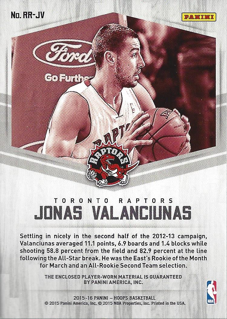 2015-16 Hoops Rookie Remembrance Memorabilia #23 Jonas Valanciunas back image