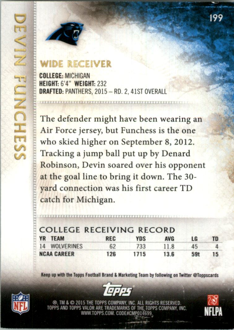 2015 Topps Valor Courage #199 Devin Funchess back image
