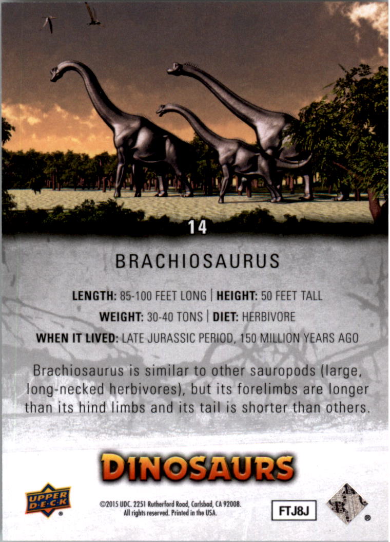 2015 Upper Deck Dinosaurs #14 Brachiosaurus back image